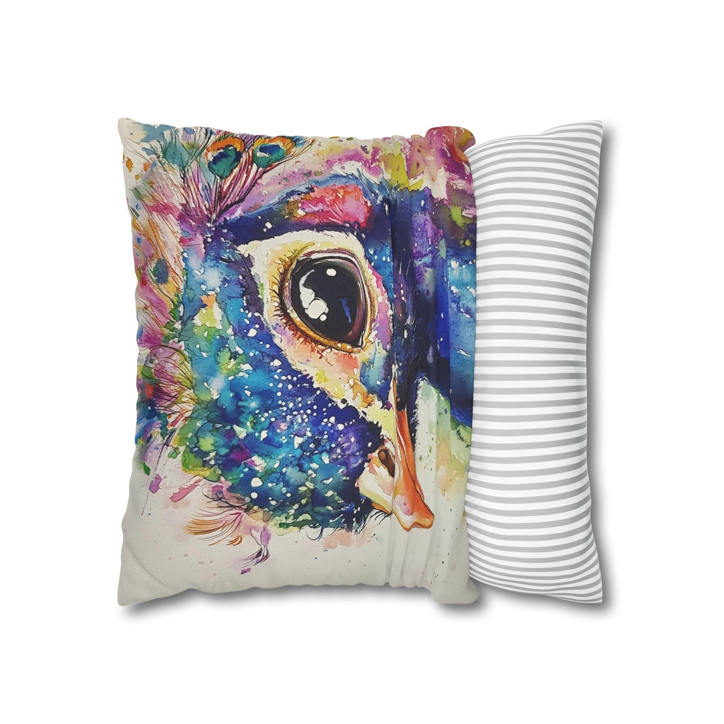 Print Pillowcase - Baby Peacock In Colorful Watercolors
