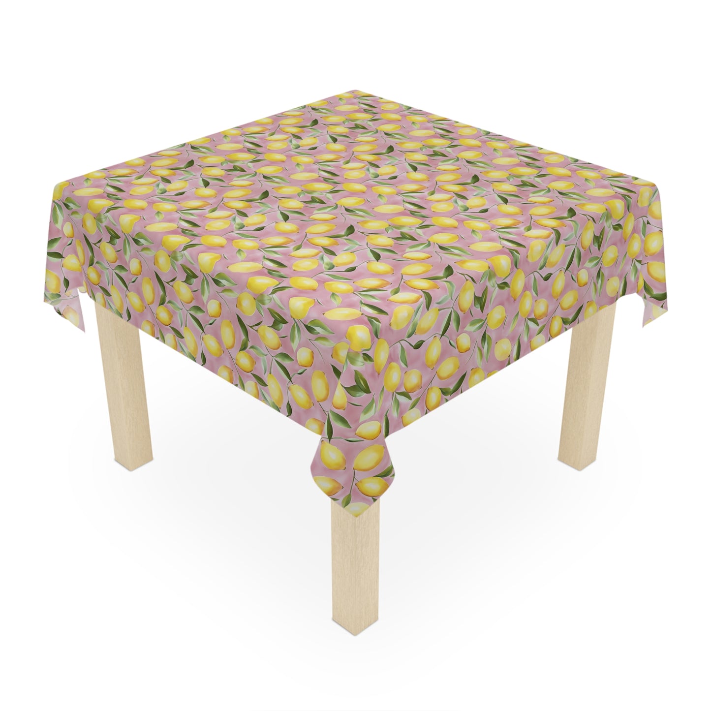 Square Tablecloth - Ripe Lemons On Pink Watercolor
