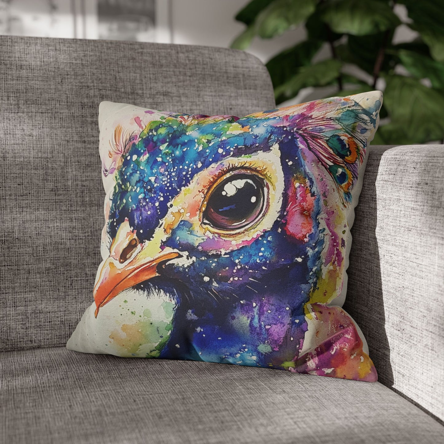 Print Pillowcase - Baby Peacock In Colorful Watercolors