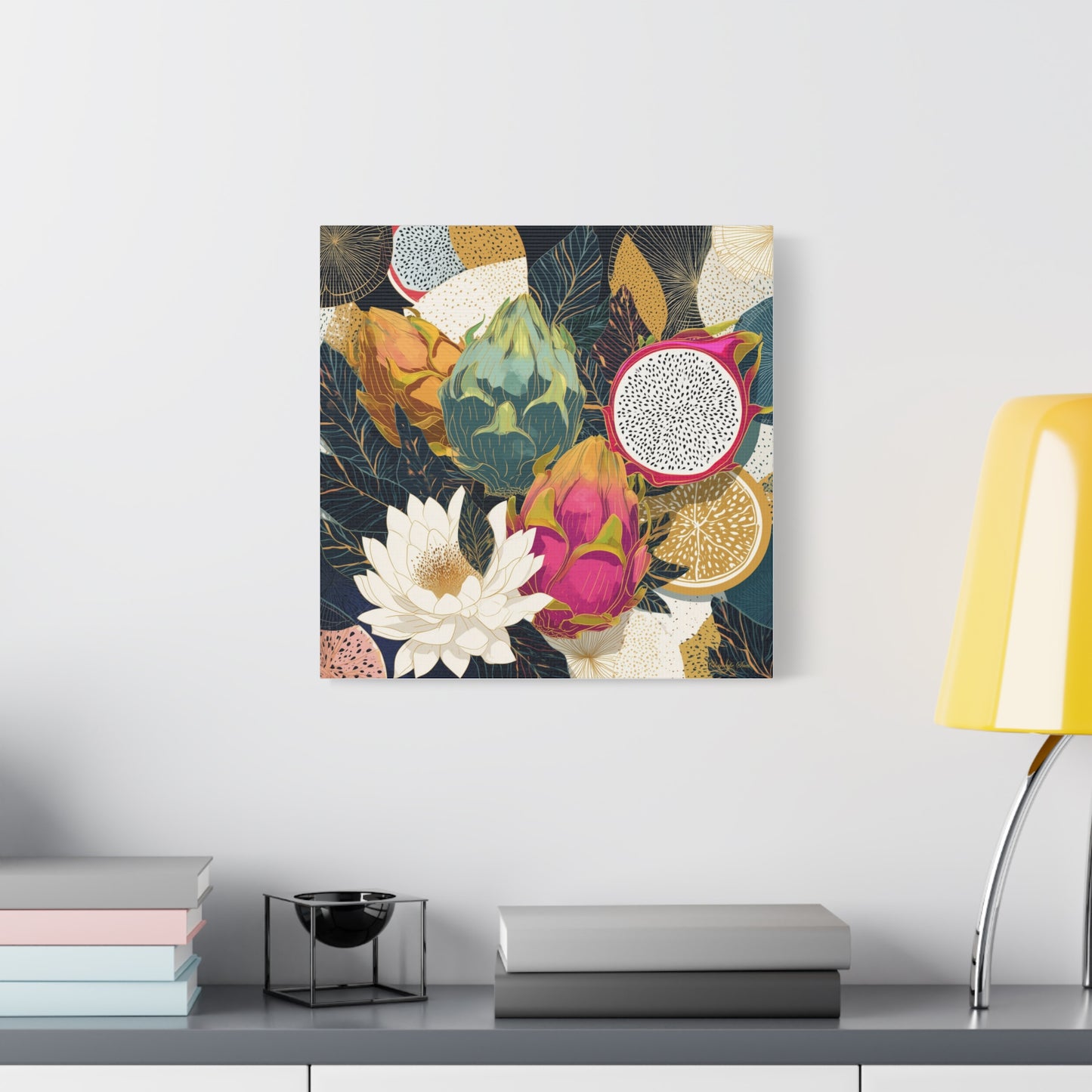 Canvas Art - Autumn Textured Harvest Dragonfruit Floral