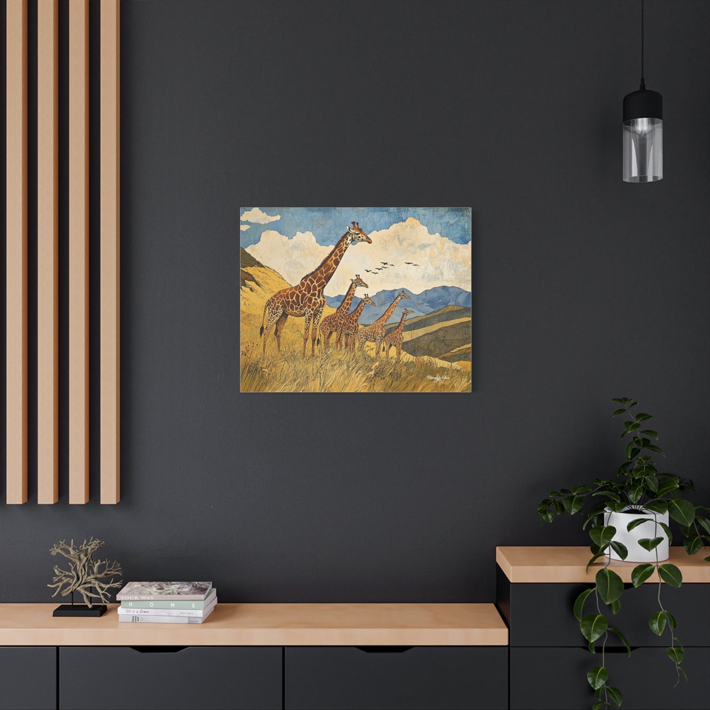 Canvas Art - A Tower of Giraffes In The African Suvanna