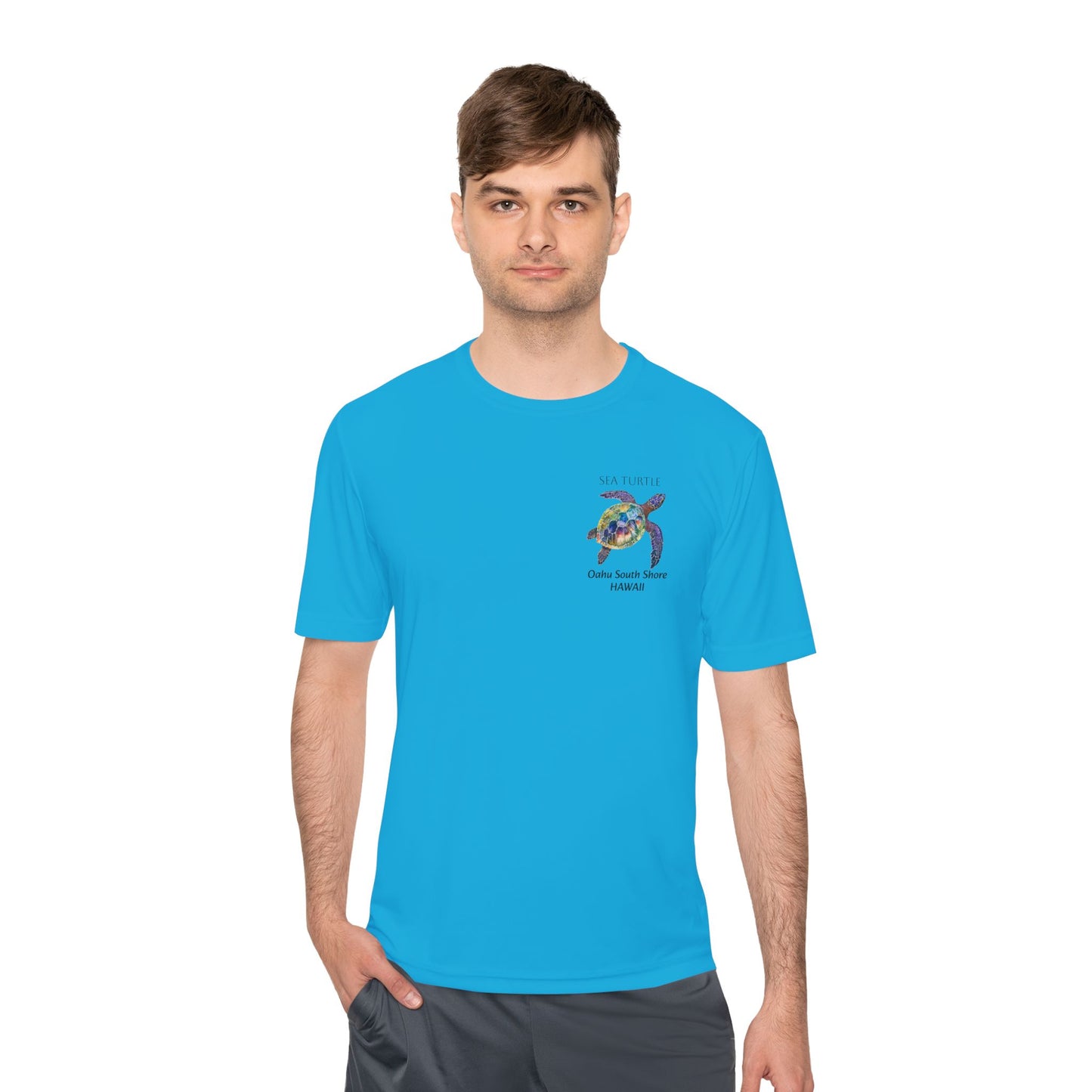 Men's Novelty Tshirt - Sea Turtle Watercolor Of Oahu South Shore, Hawaii