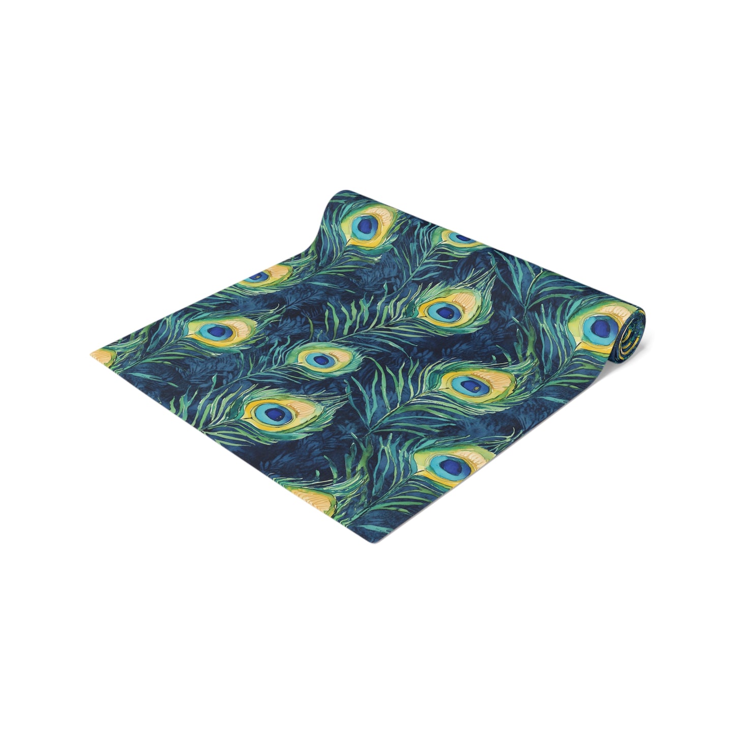 Table Runner - Elegant Peacock Feathers