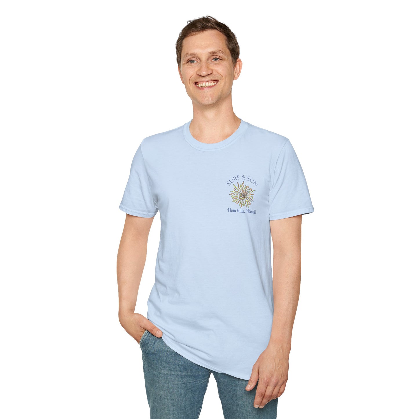 Men's Novelty T-Shirt - Surf & Sun Honolulu Hawaii