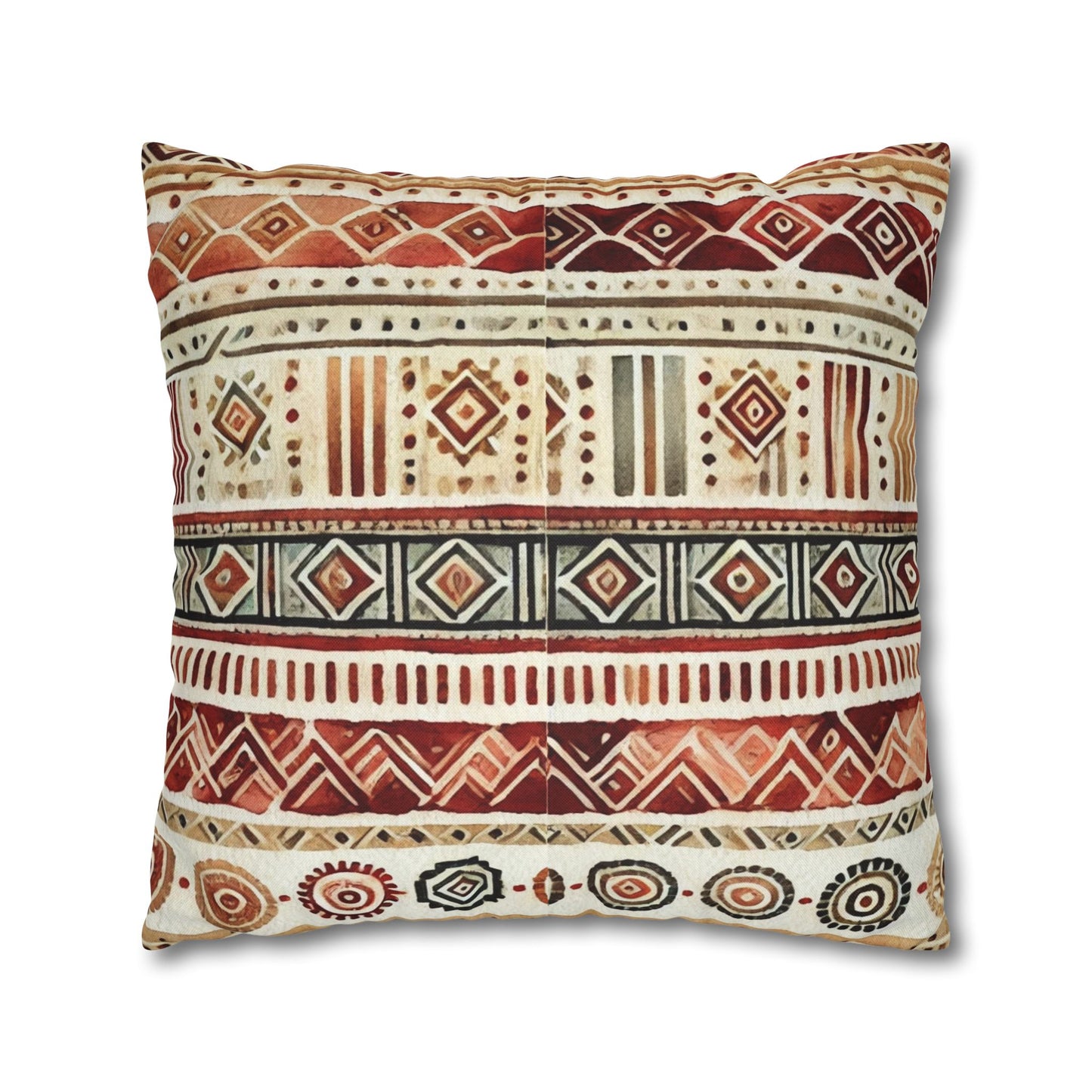 Square Pillow Cover - Bohemian Batik Tribal Pattern
