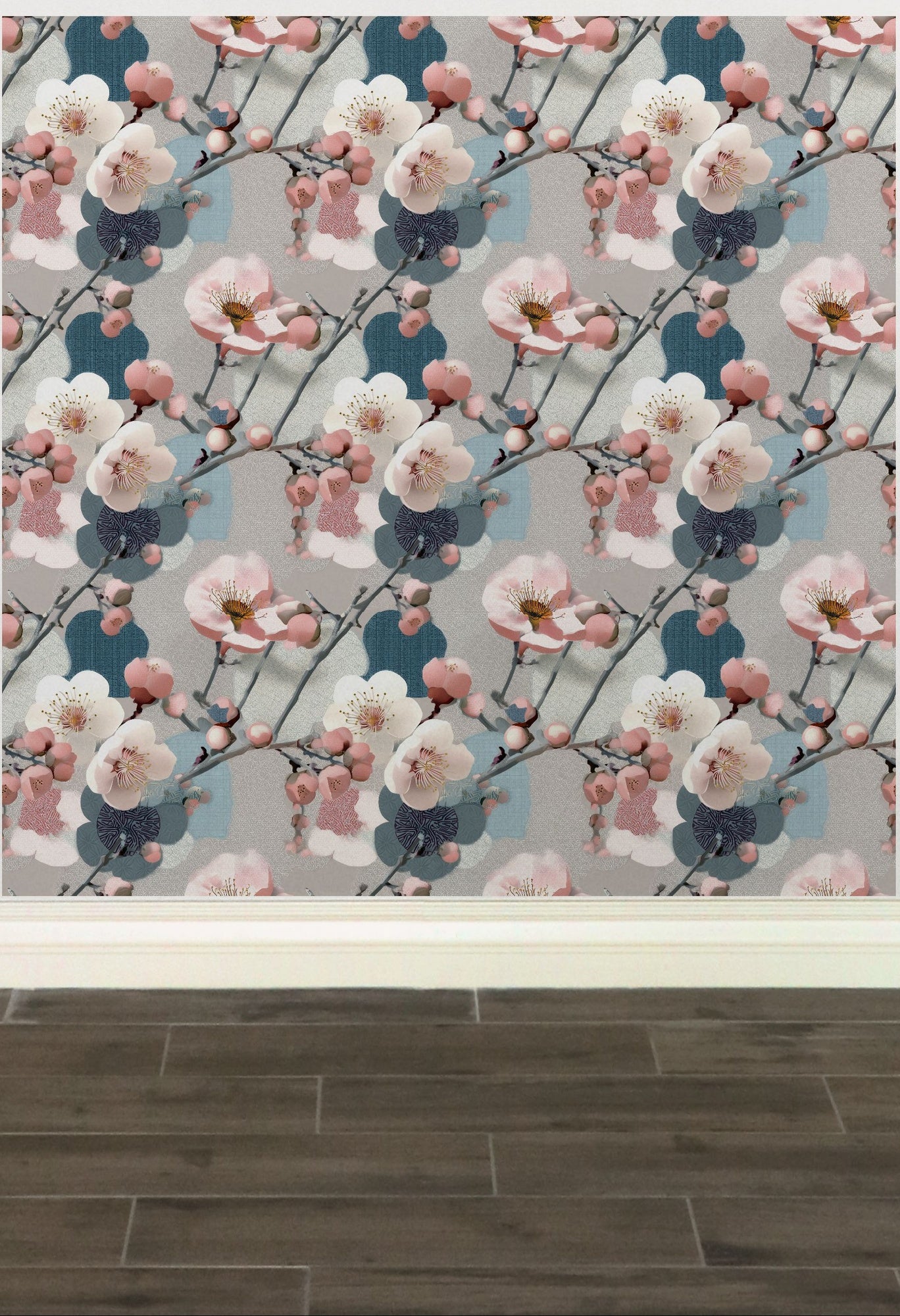 Traditional Japanese Plum Floral Wallpaper