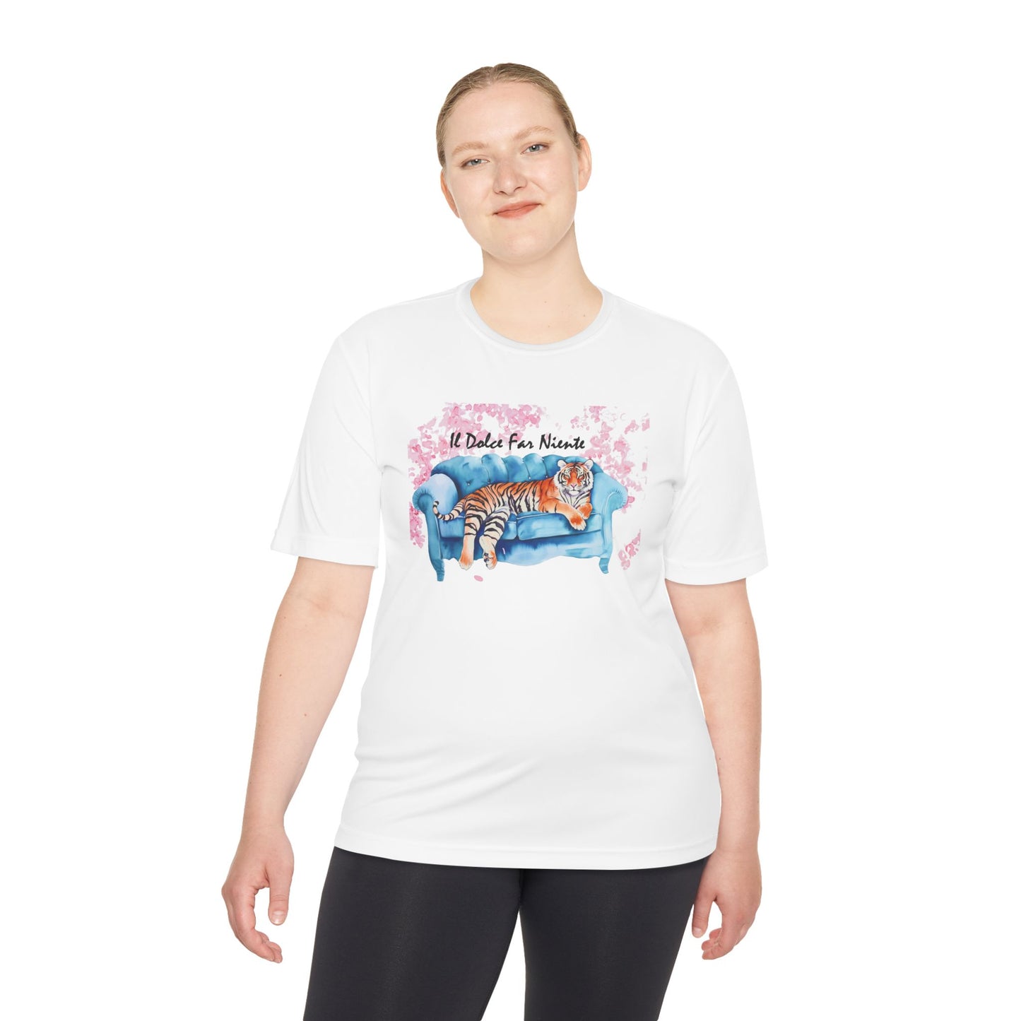 Women's Novelty Tshirt - Watercolor Tiger On Couch il Dolce Far Niente
