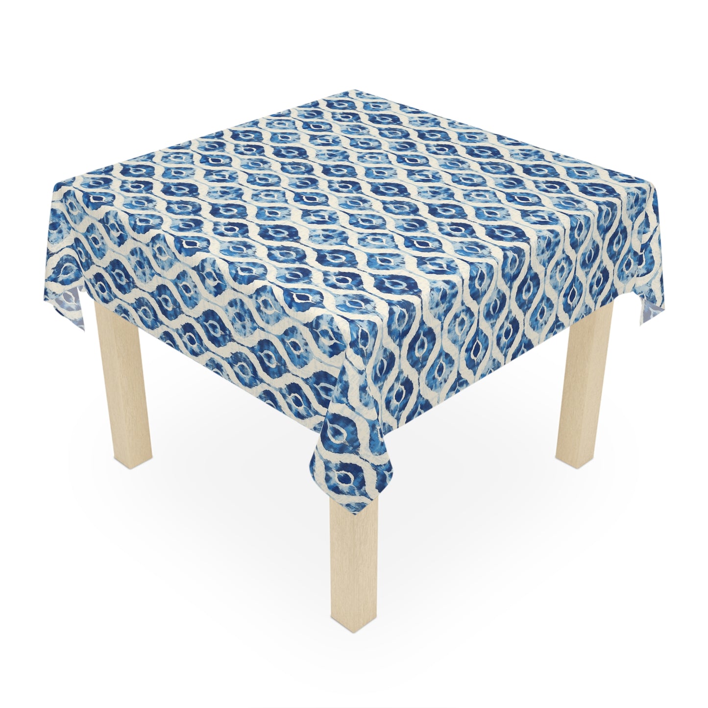 Square Tablecloth - Blue And White Diamond Ikat