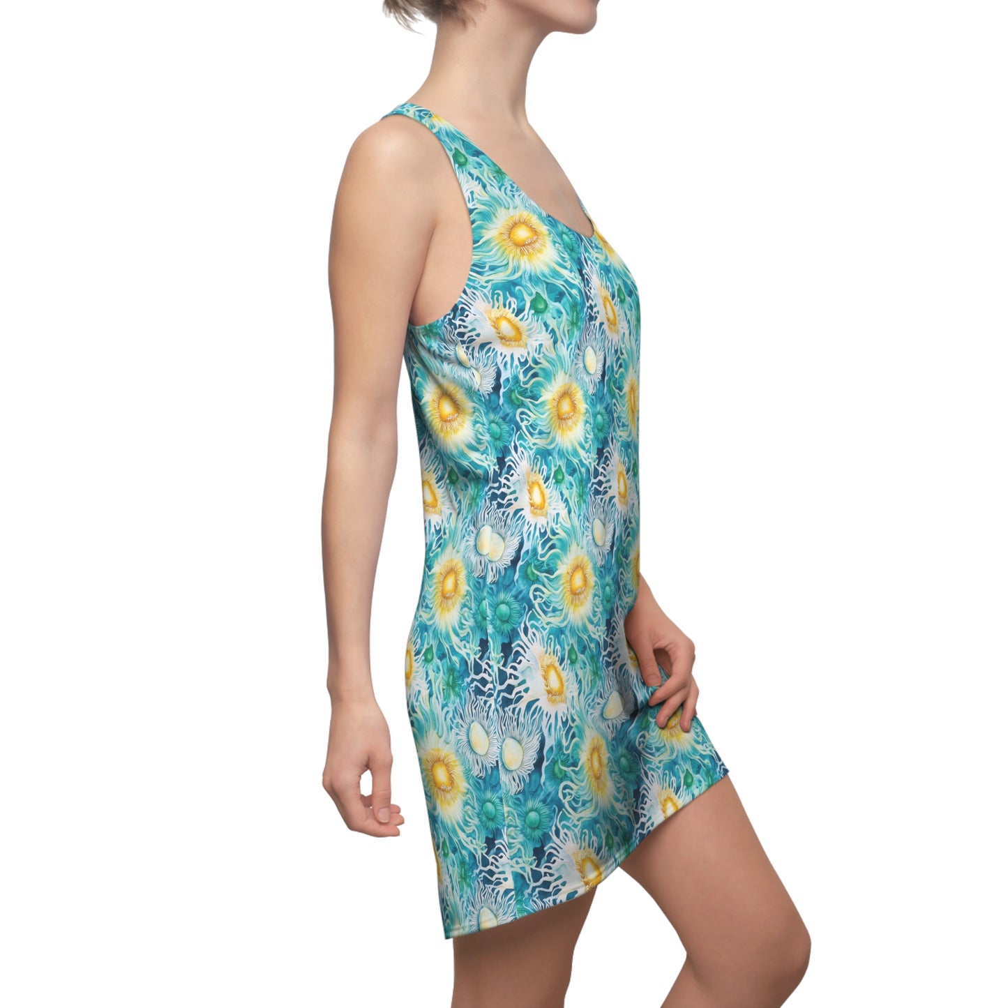 Women's Racerback Dress - Ocean Sea Anemone Floral Print