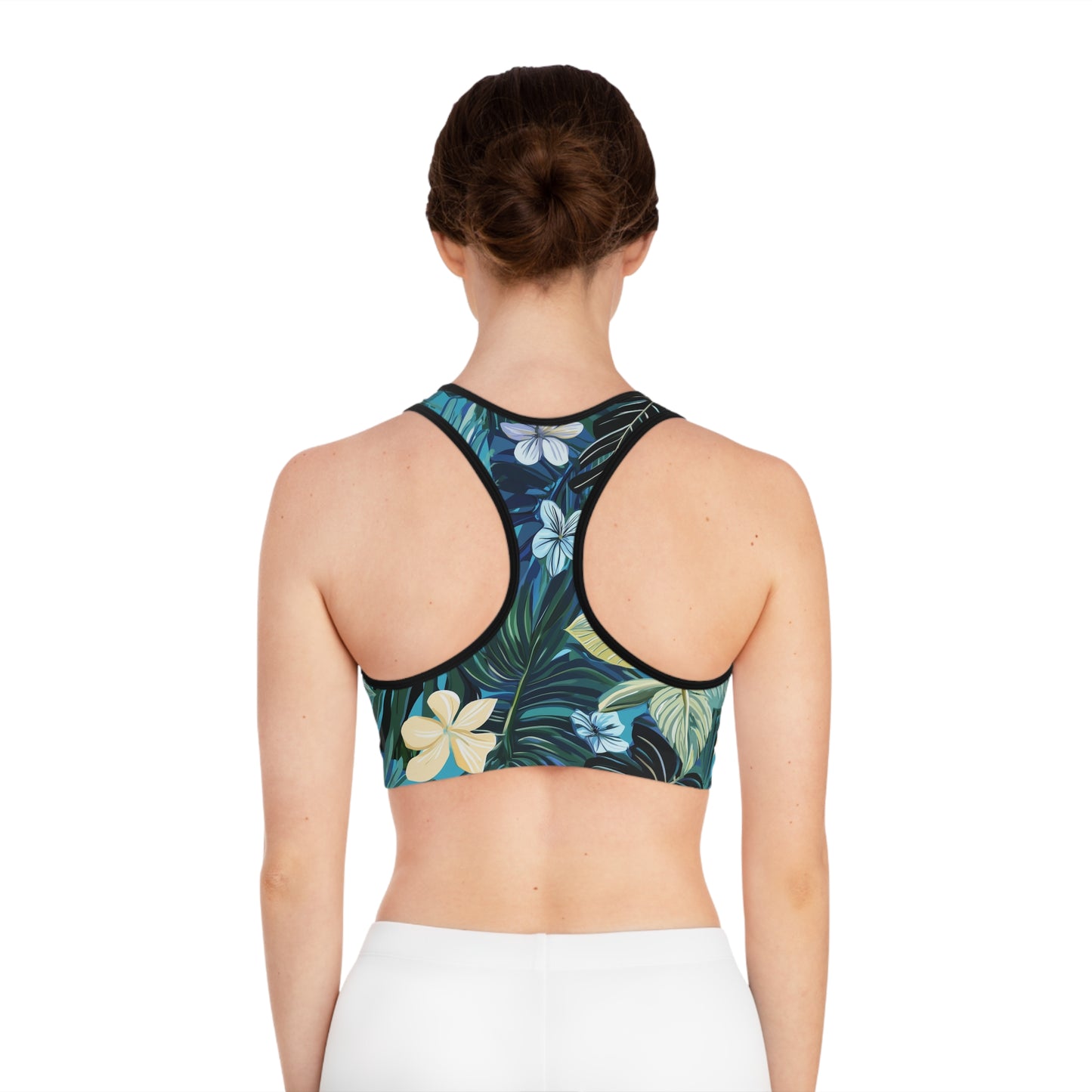 Sports Bra - Blue Hawaii Island Floral