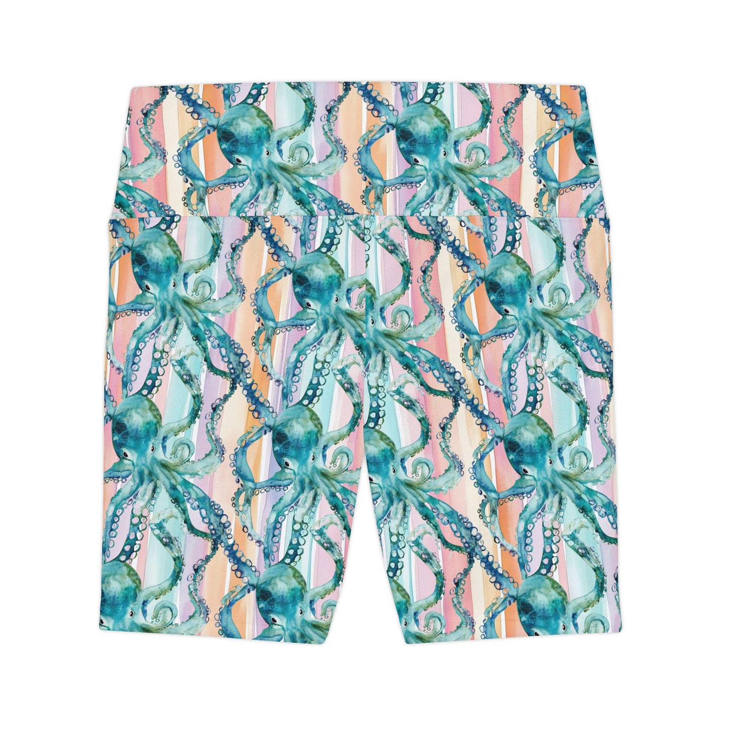 Athletic Shorts - A Tangle Of Octopus On Pastel Stripes