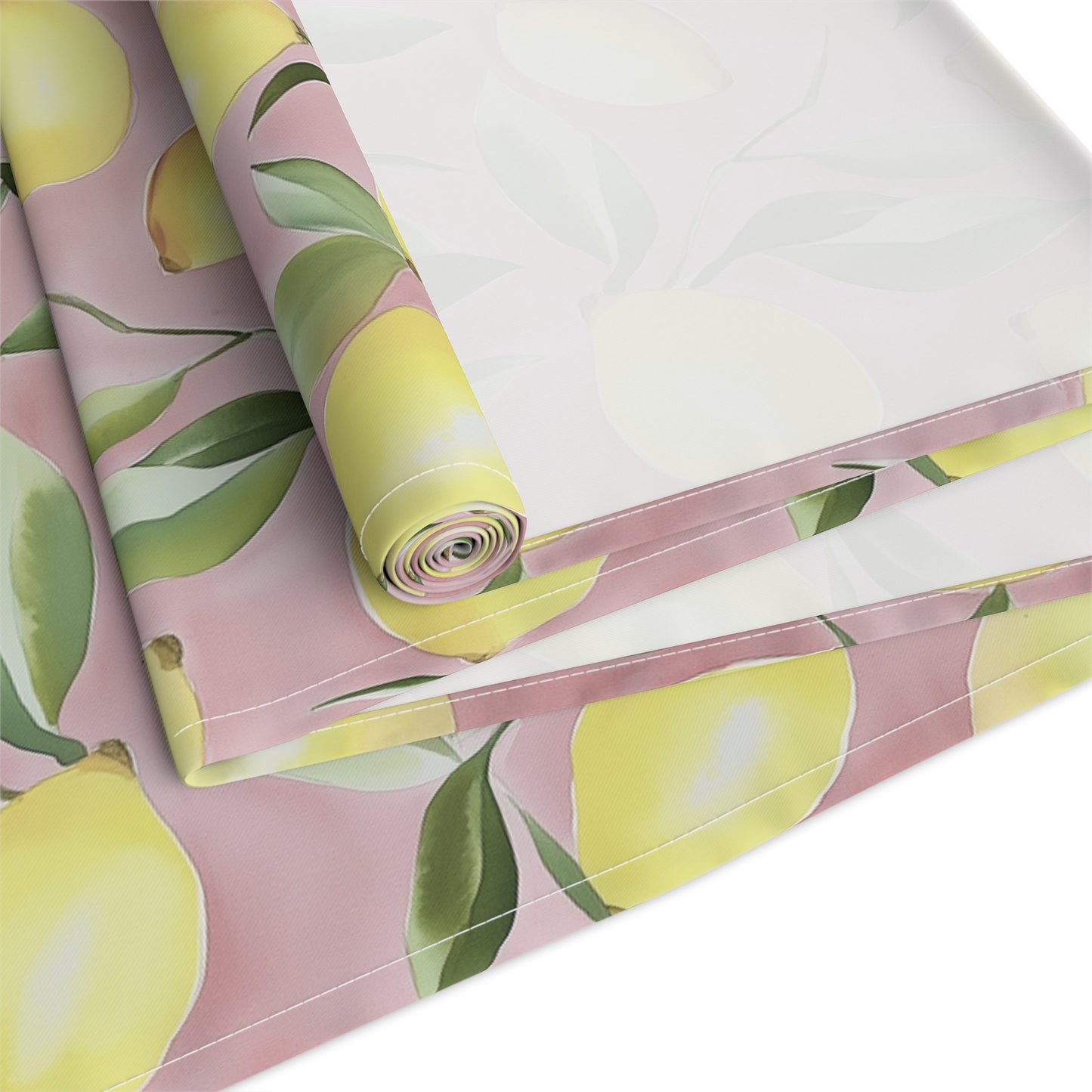 Table Runner - Ripe Lemons On Pink Watercolor