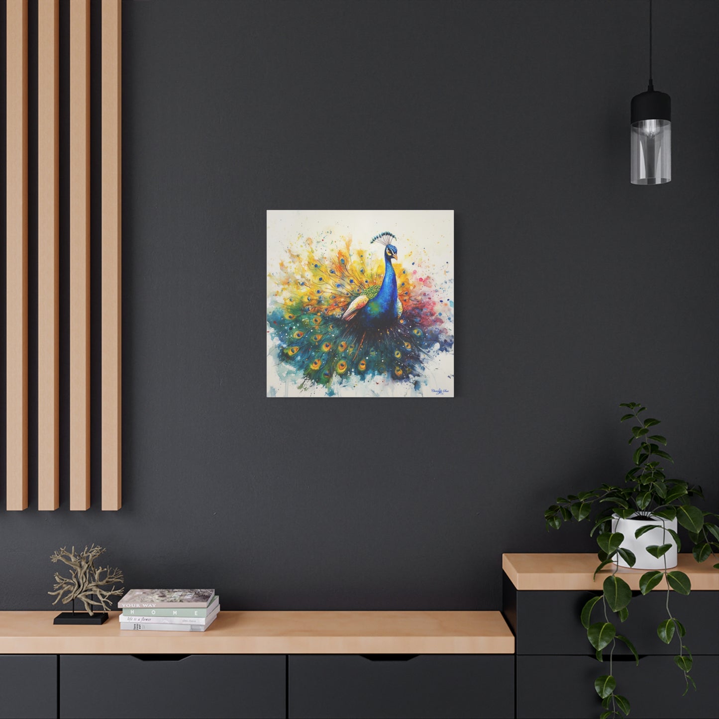 Canvas Art - Elegant Peacock Watercolor