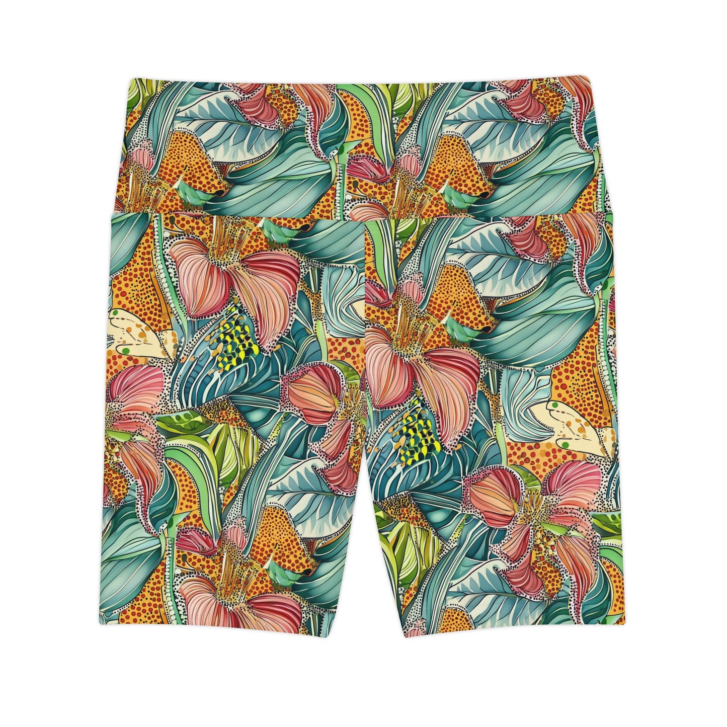 Athletic Shorts - Tropical Irises and Animal Print
