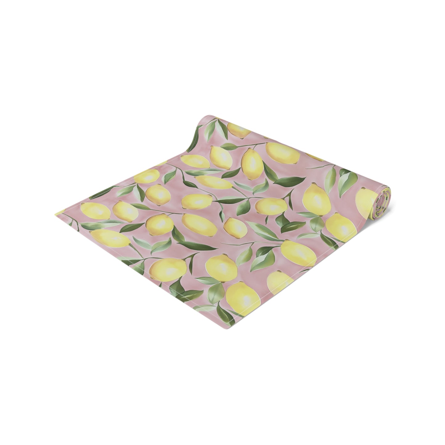 Table Runner - Ripe Lemons On Pink Watercolor