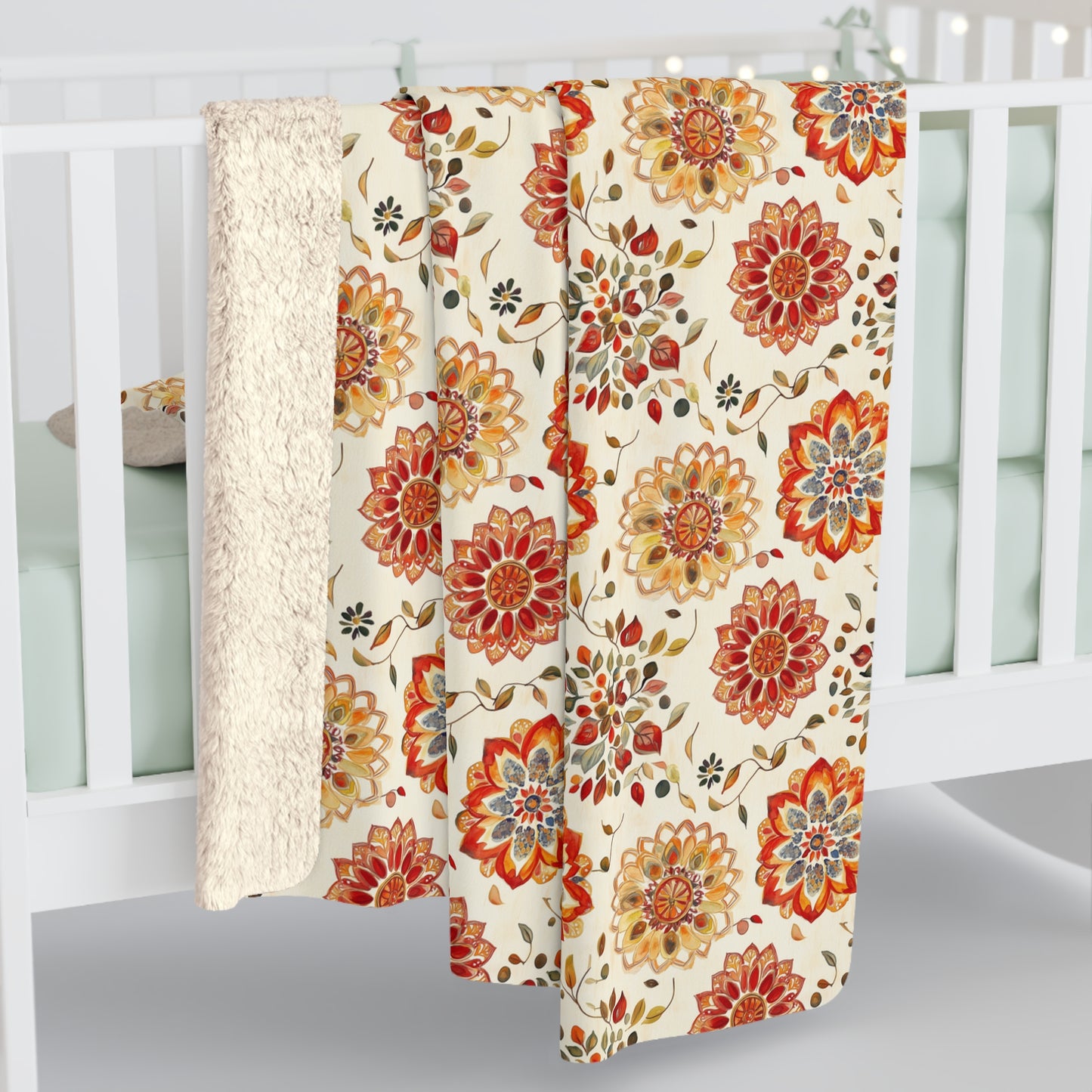 Sherpa Fleece Blanket - Floral Zen Mandalas