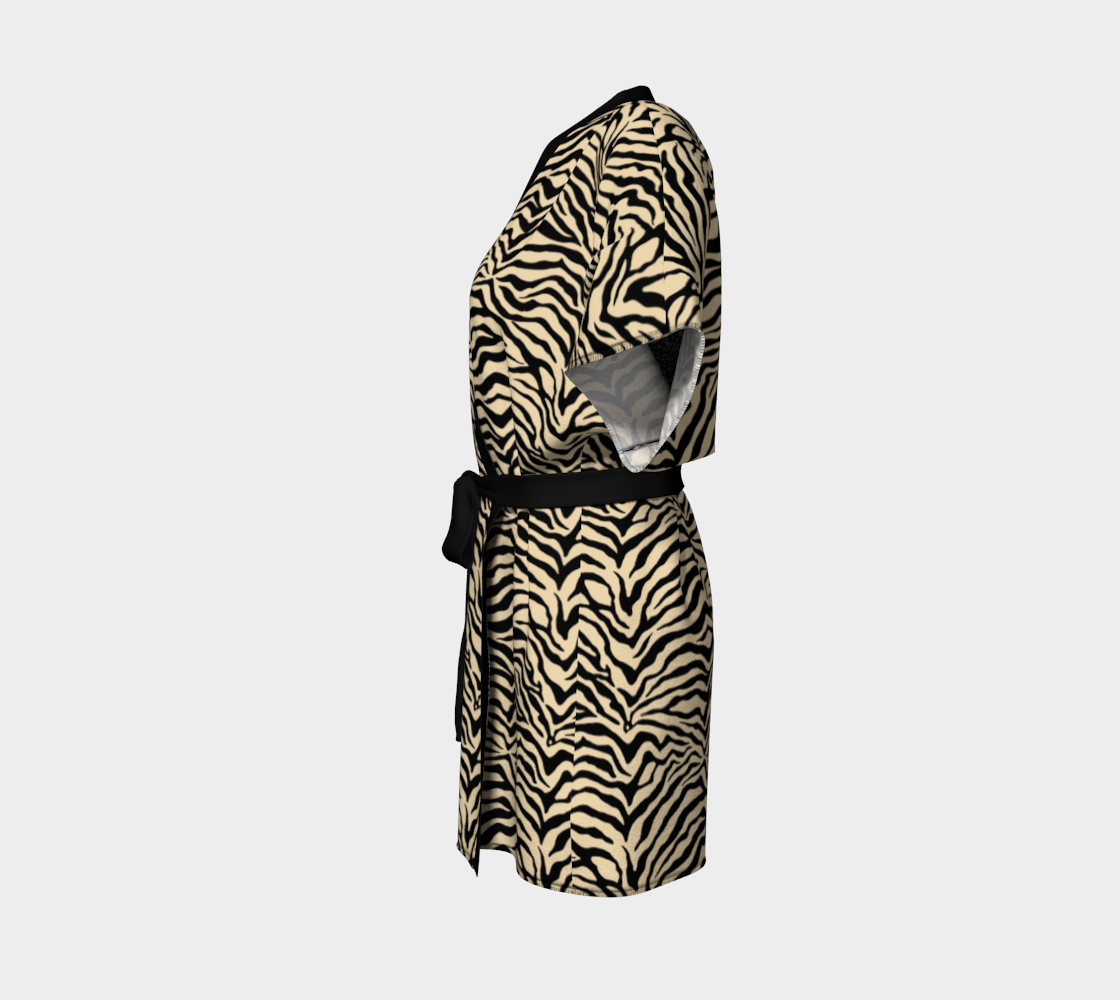 Zebra Stripes Black & Tan Short Kimono