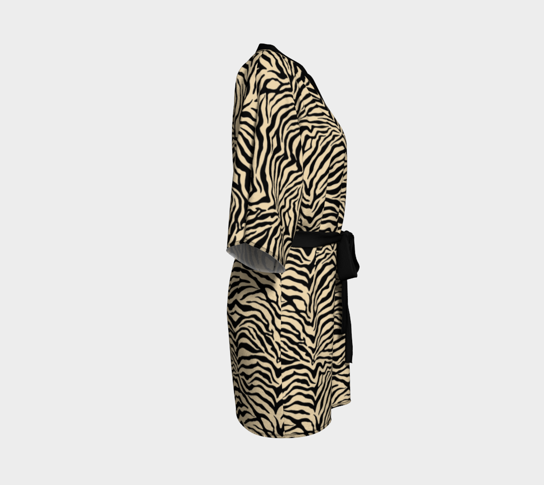 Zebra Stripes Black & Tan Short Kimono