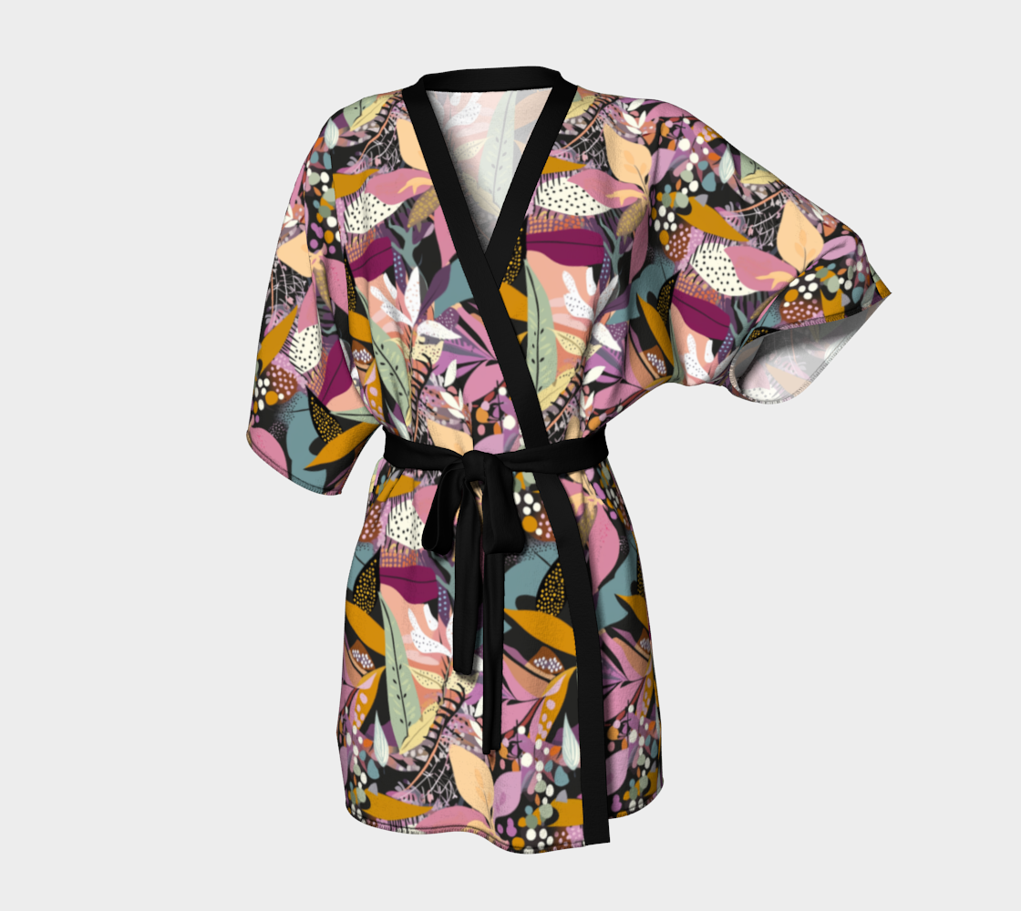 Tropical Floral Abstract Short Kimono