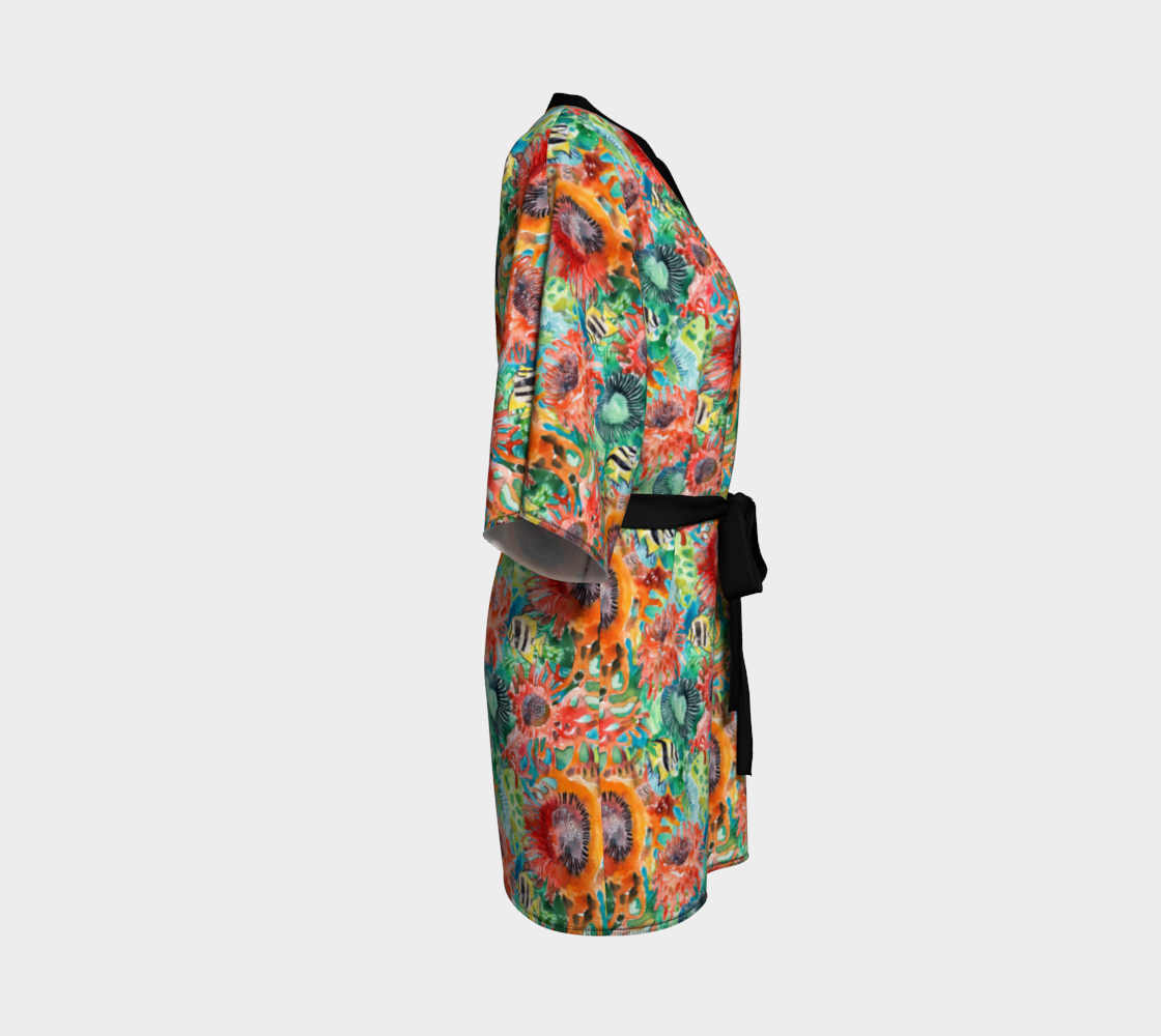 Ocean Sea Anemones And Angel Fish Short Kimono