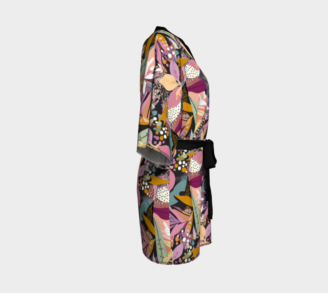 Tropical Floral Abstract Short Kimono
