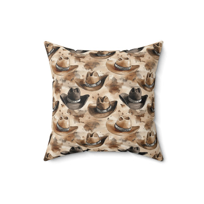 Square Pillow - Country Western Rustic Cowboy Hats Pillow Cover