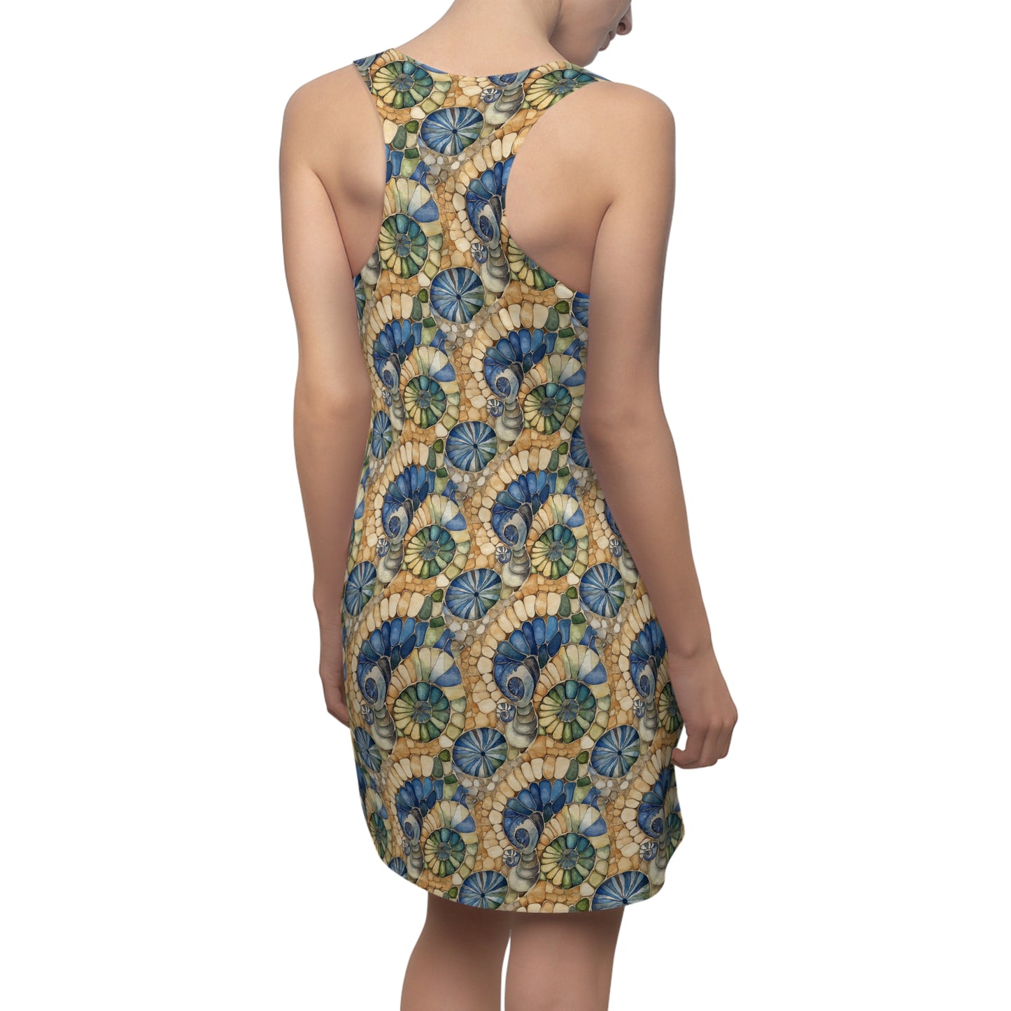 Women's Racerback Dress - With Seashell, Sea Glass and Beach Stones Mosaic