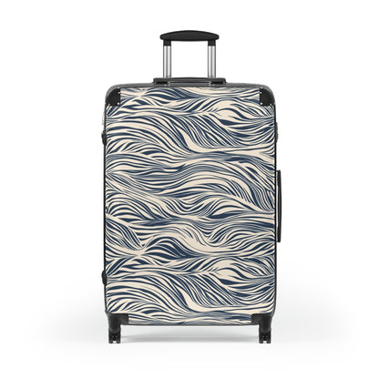 Travel Suitcase - Coastal Navy Wave Pattern