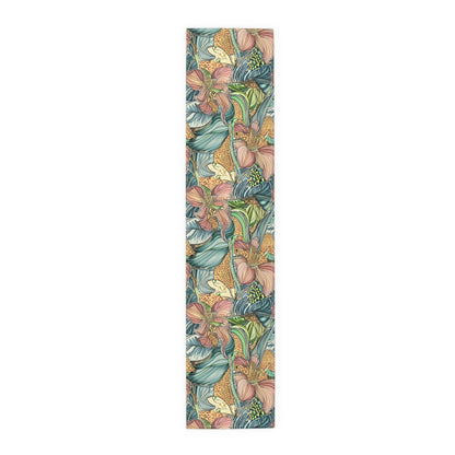 Table Runner - Tropical Floral Wild Irises For Summer Brunch