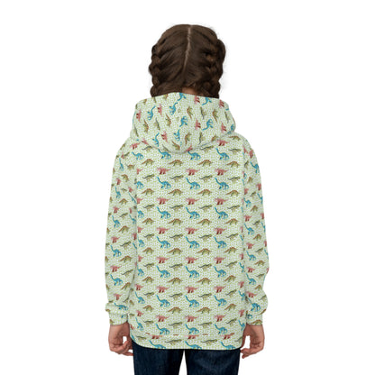 Children's Hoodie - Watercolor Dinosaurs In Blue And Green