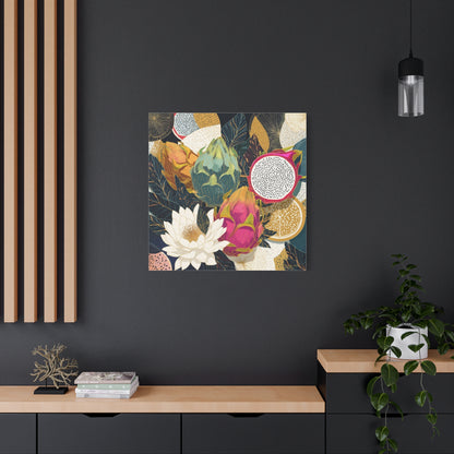 Canvas Art - Autumn Textured Harvest Dragonfruit Floral