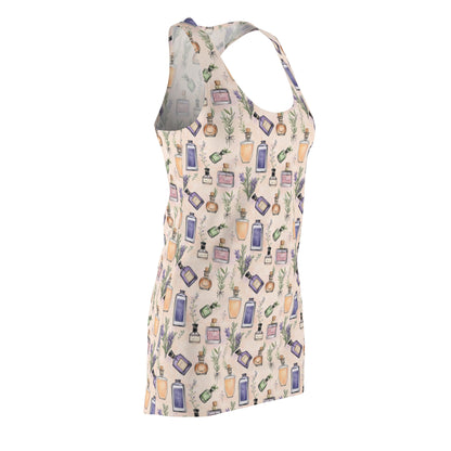 Women's Racerback Dress - Bohemian Floral Vintage Perfume Bottles