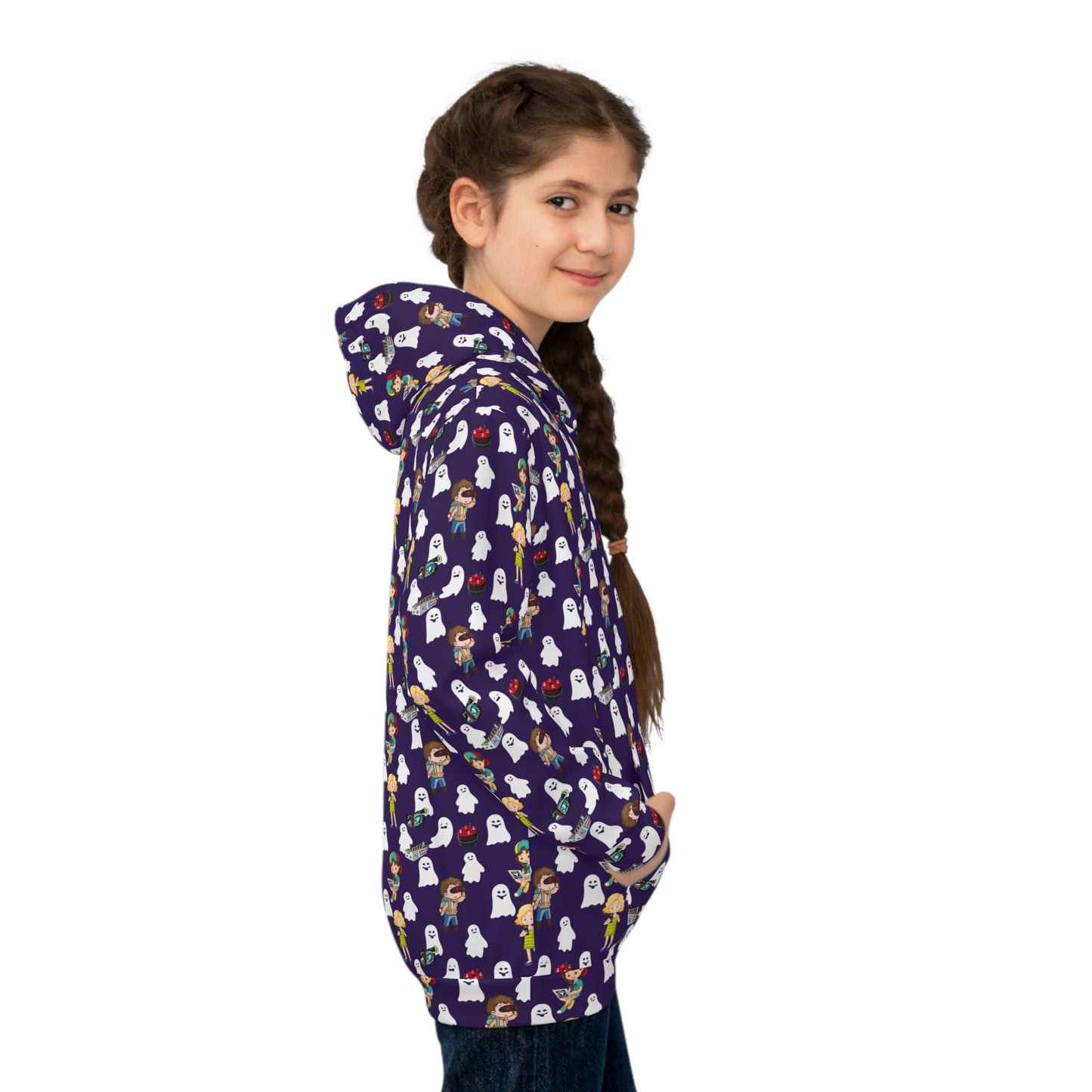 Children's Hoodie - Ghost Hunting Kids With High Tech Equipment And Smiling Ghosts