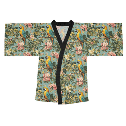 Kimono Robe - Tropical Parrot Long Sleeve Print