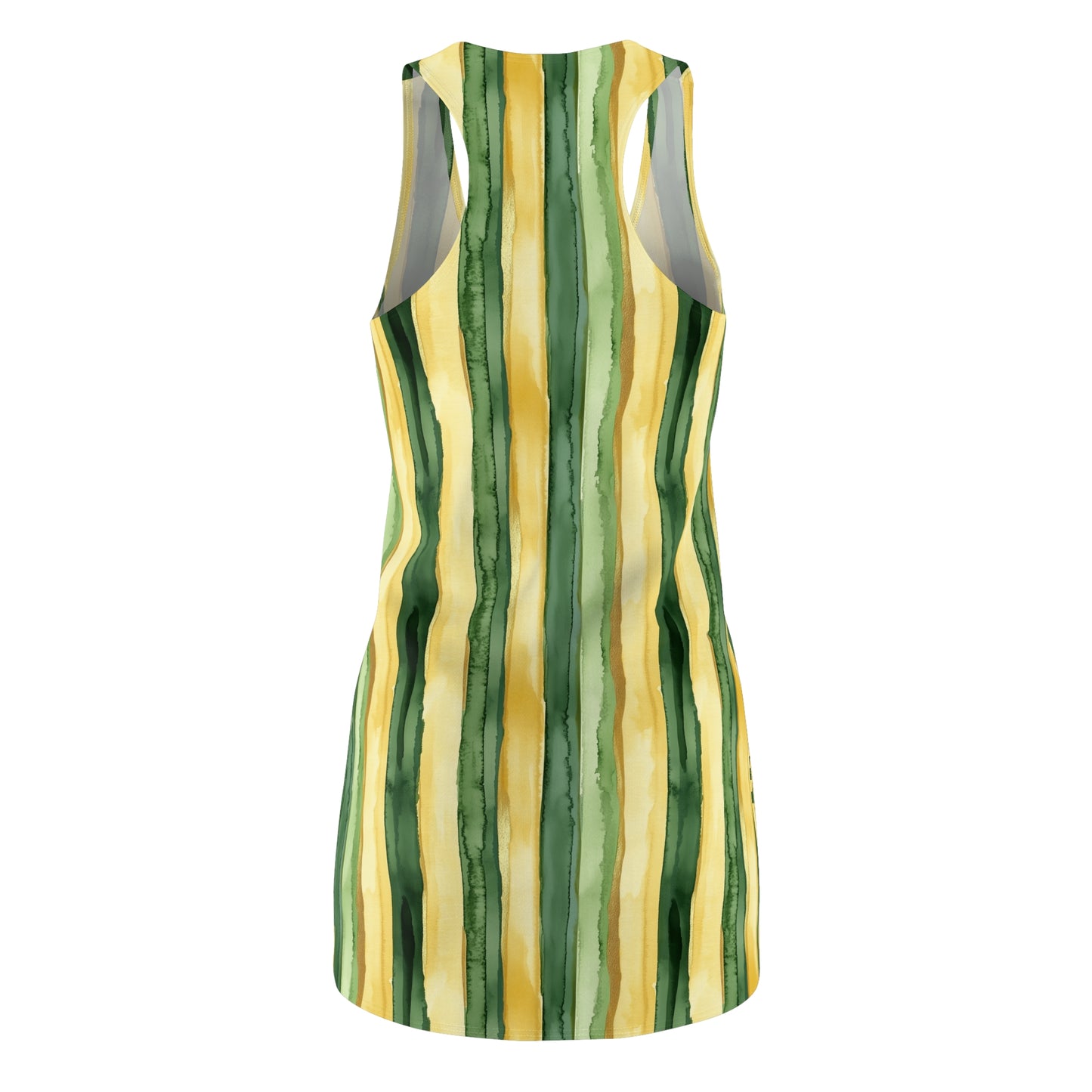 Women's Racerback Dress - Green and Gold Watercolor Stripes For Summer Fun