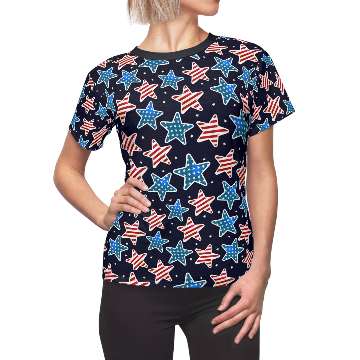 Women's Tee - Fourth Of July American Stars in U S Flag Colors Celebration Shirt