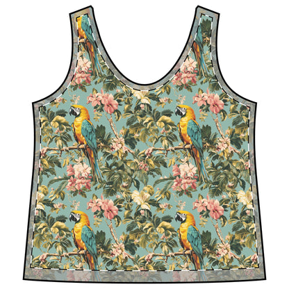 Women's Racerback Tank - Tropical Rainforest Parrot Watercolor