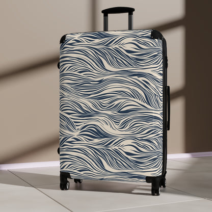 Travel Suitcase - Coastal Navy Wave Pattern