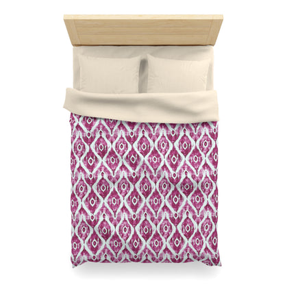 Duvet Cover -  Maroon and White Microfiber Indonesian Ikat