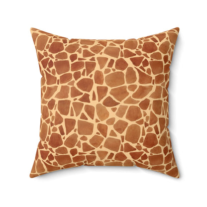 Square Pillow - Giraffe Hide Animal Fur Faux Suede