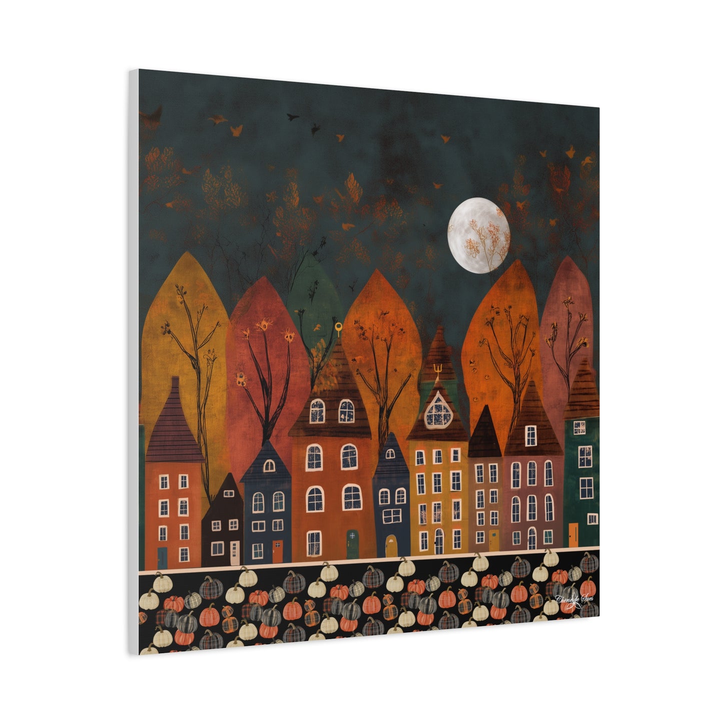Canvas Art - Autumn Village Pumpkin Patch