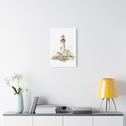 Canvas Art - Shoreline Lighthouse With Red Roof