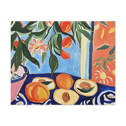 Canvas Art - Flowers And Peaches Still Life