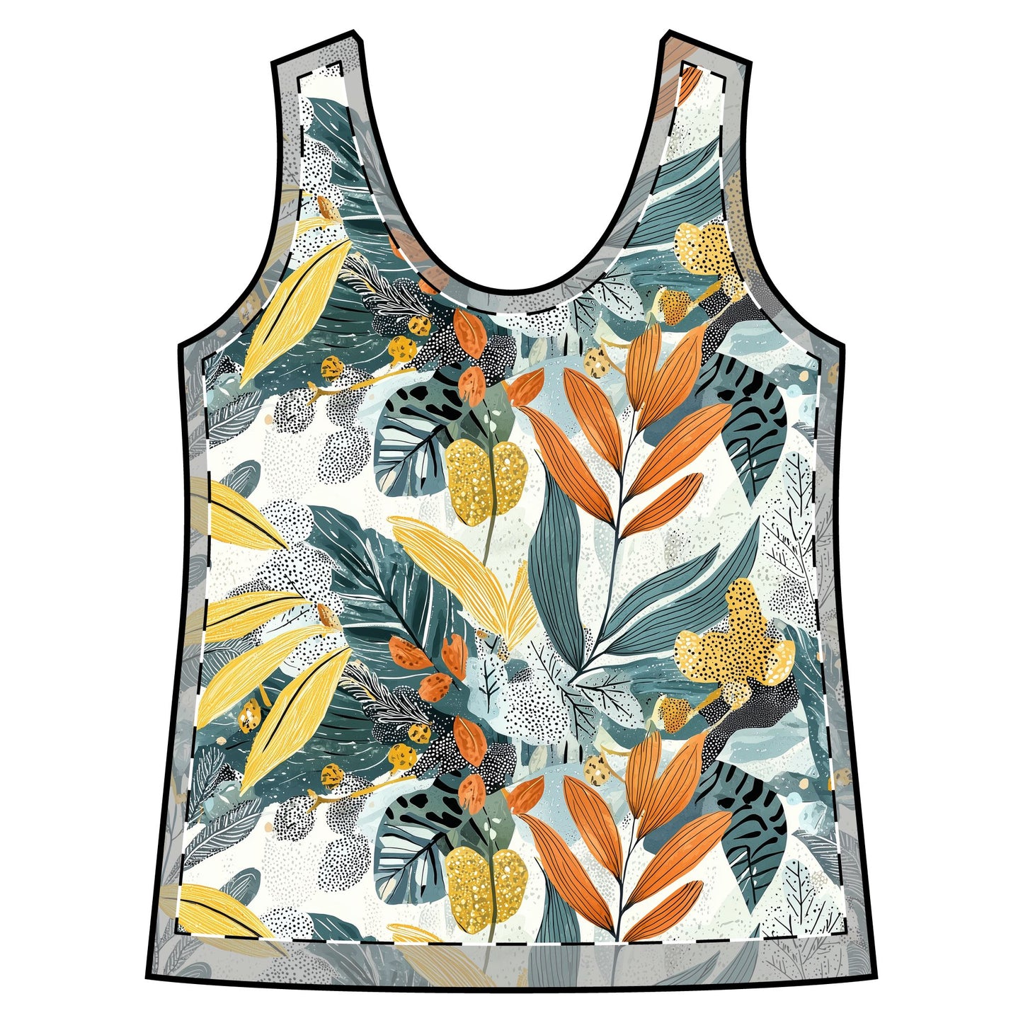 Sporty Racerback Tank - Vibrant Tropical Floral Print for Active Lifestyle