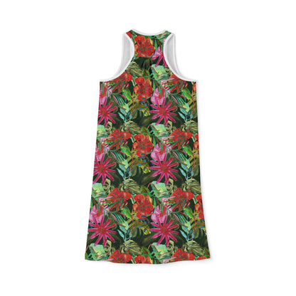 Women's Racerback Dress - Tropical Floral For Summer Outings & Vacations