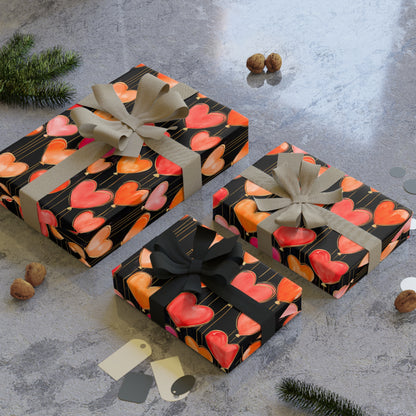 Seasonal Gift Paper - Valentine Hearts And Balloons Wrapping Paper Roll