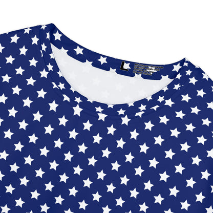 Women's Tee - Navy Blue White Stars Print