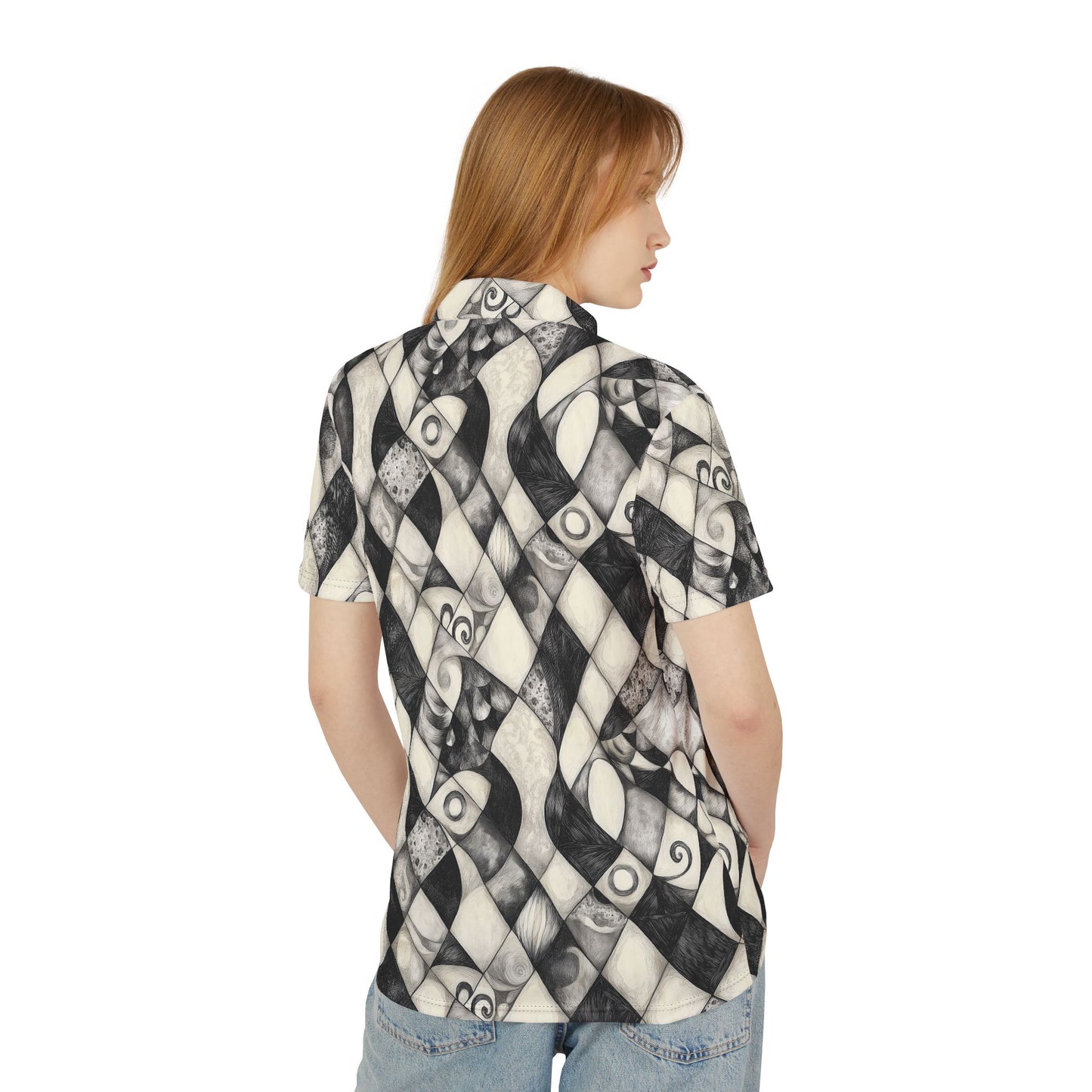 Men's Polo - Abstract Checkers Mid Century Shirt