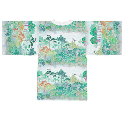 Kimono Robe - Japanese Forest With Cranes