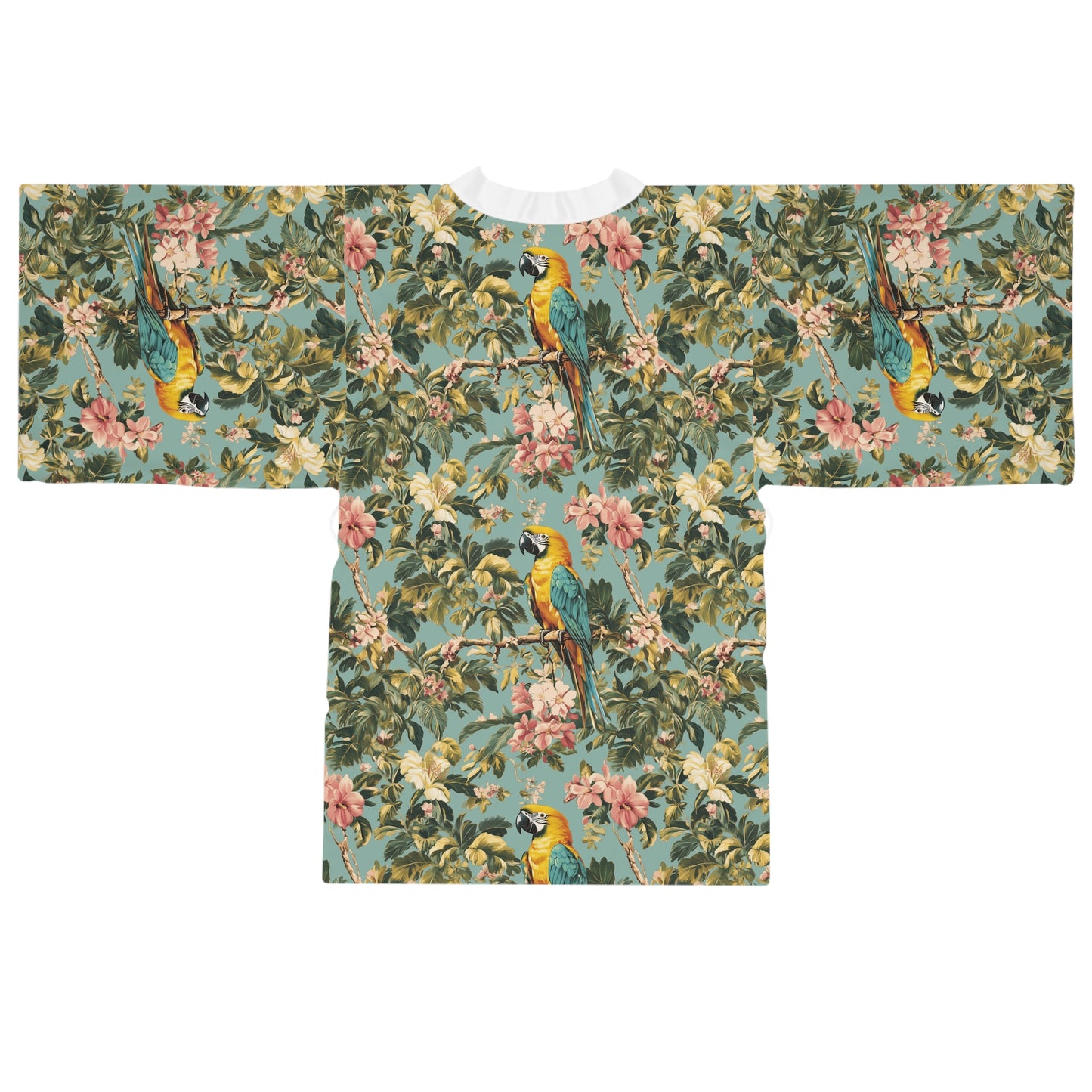 Kimono Robe - Tropical Parrot Long Sleeve Print